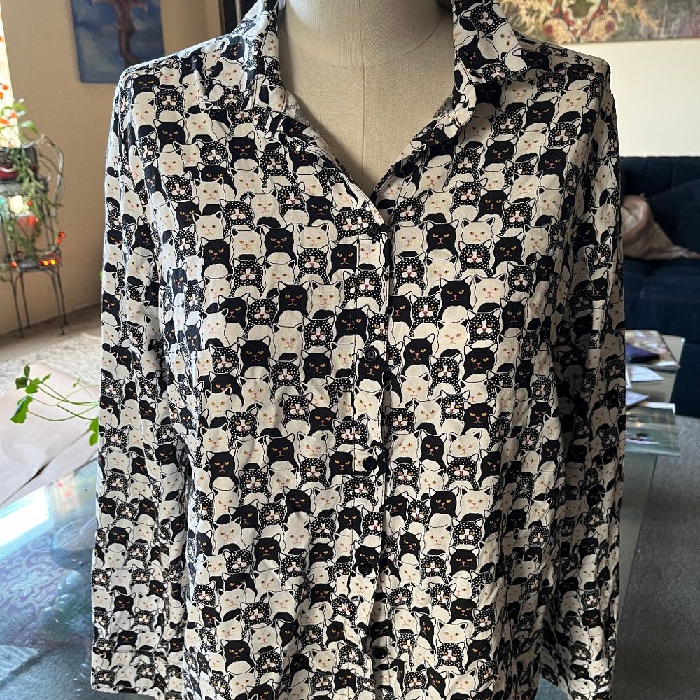 Topshop Cats Blouse